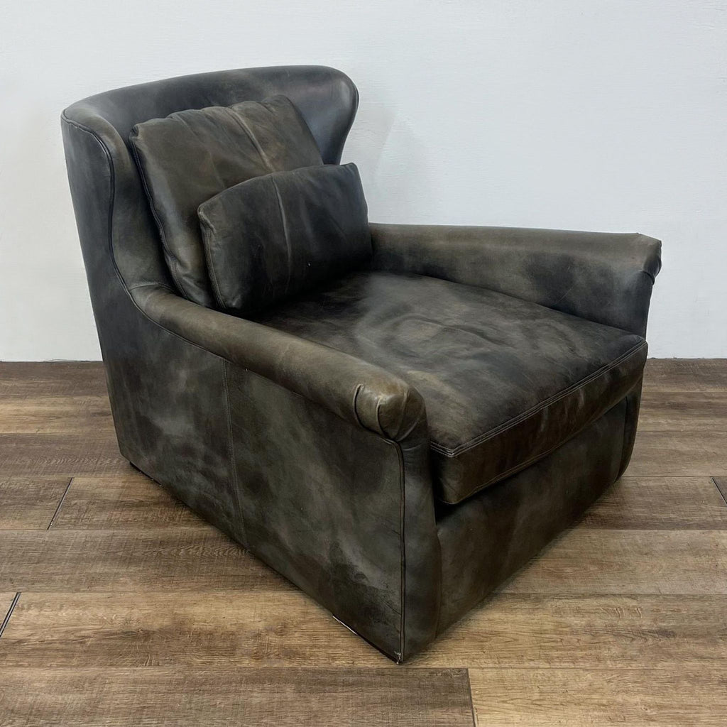 Front view of Belgian Classic leather swivel chair.  