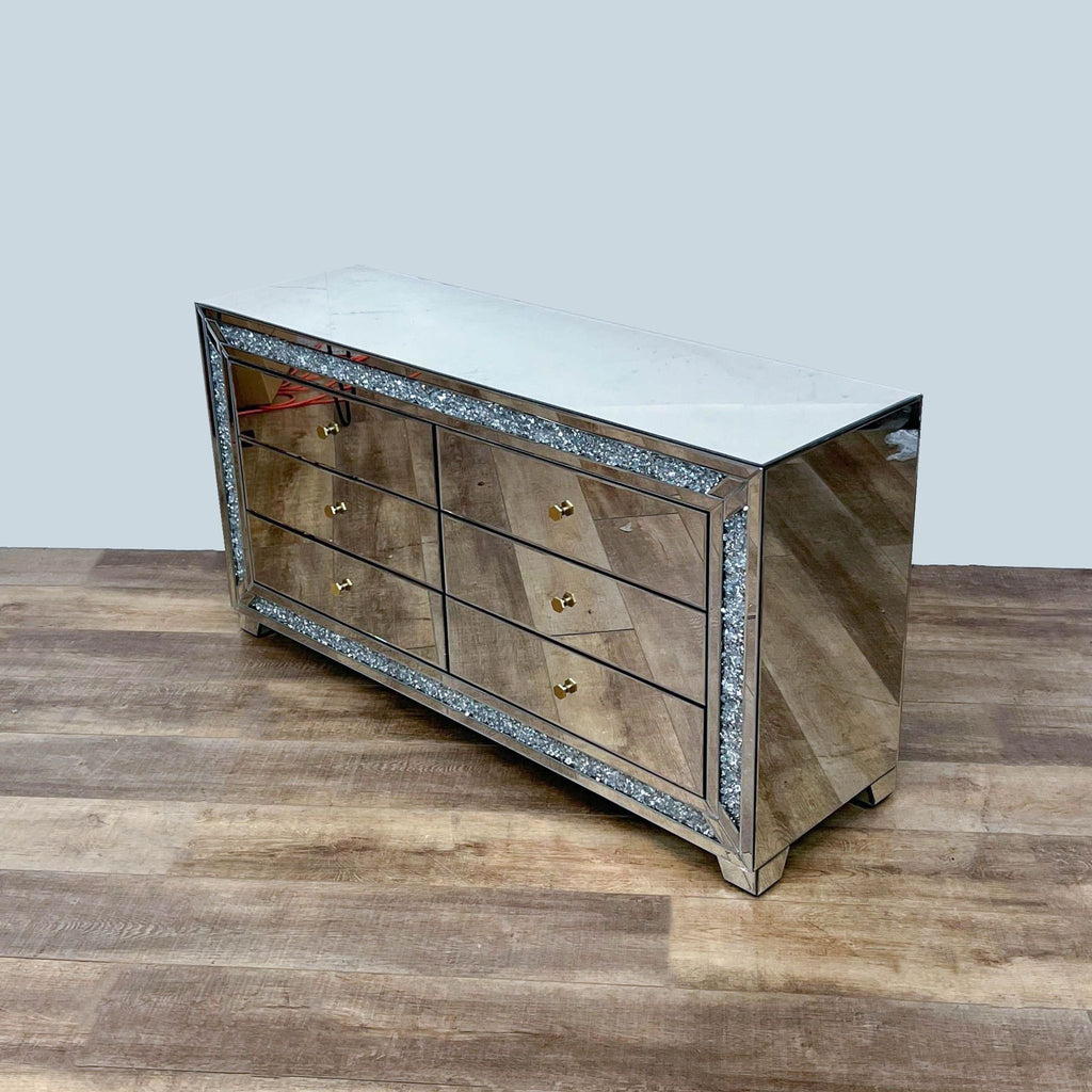 Modern 6-Drawer Mirrored Dresser