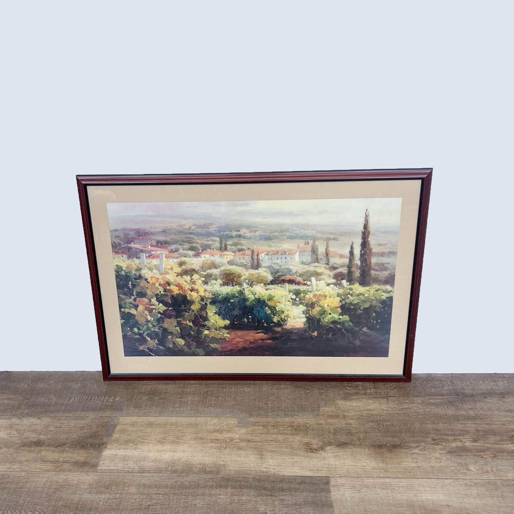 Roberto Lombardi's vineyard print, framed and labeled as a giclee art piece.