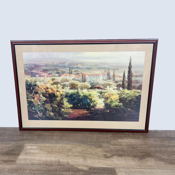 Framed art print of vineyard landscape by Roberto Lombardi.