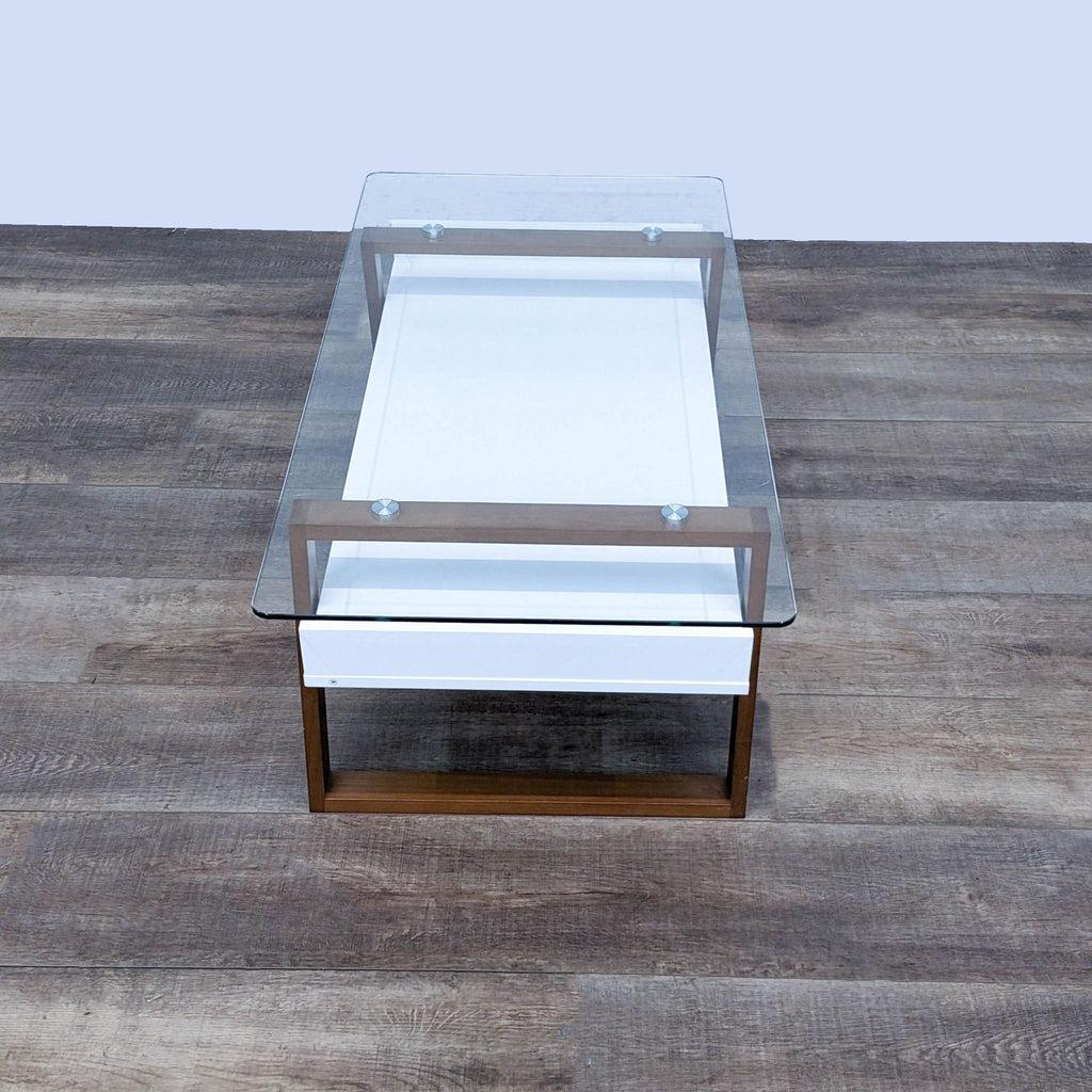 Glass Top Coffee Table with Shelf