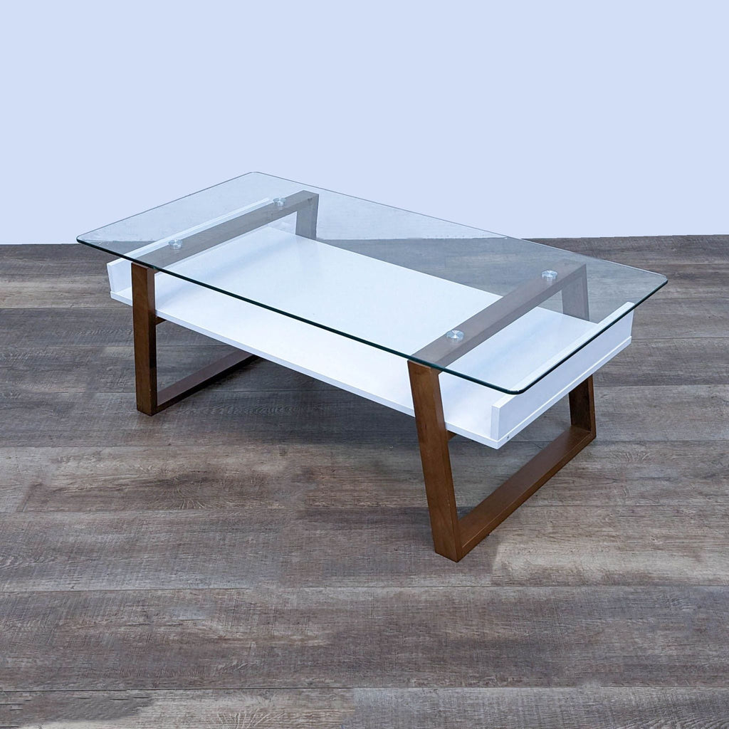 Glass Top Coffee Table with Shelf