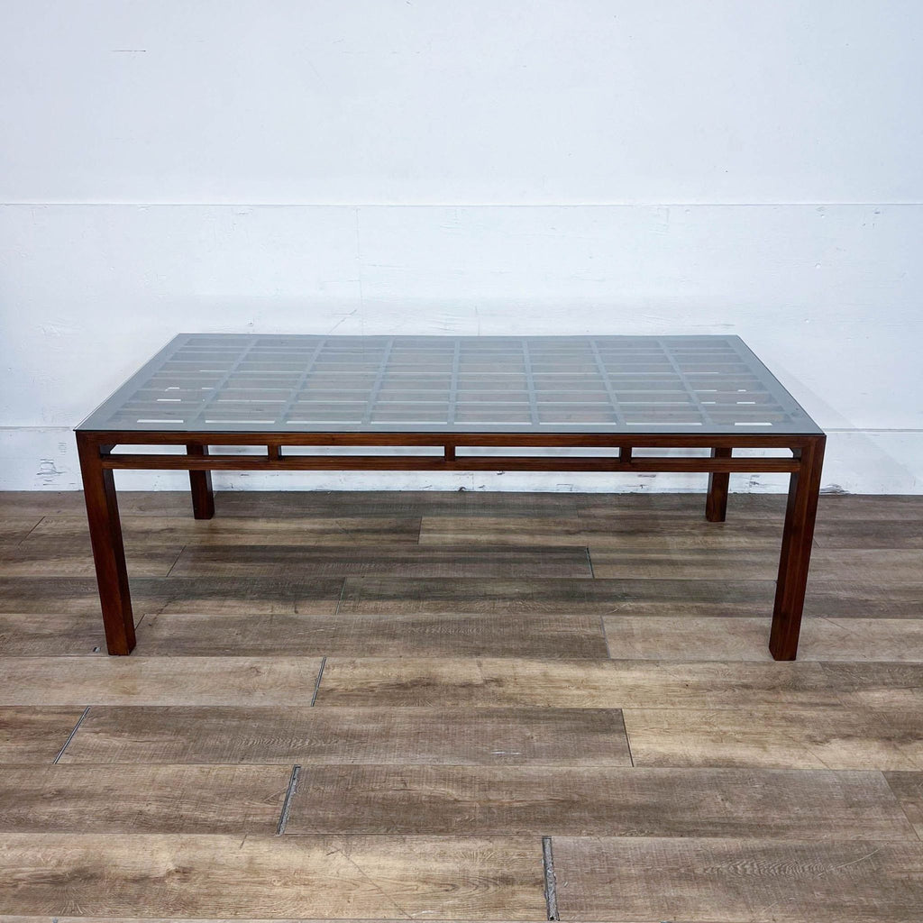 Geometric Wood and Glass Table