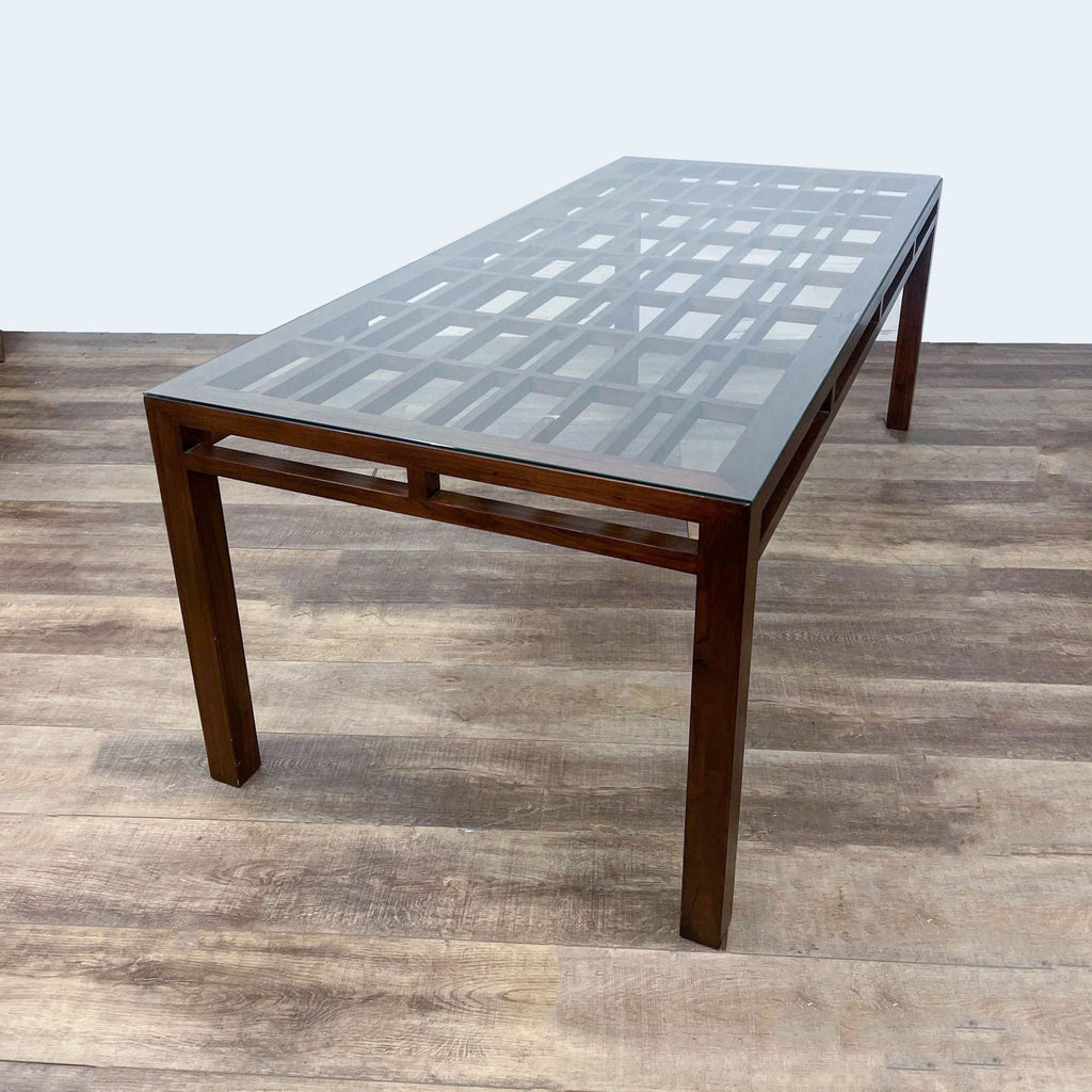 Geometric Wood and Glass Table