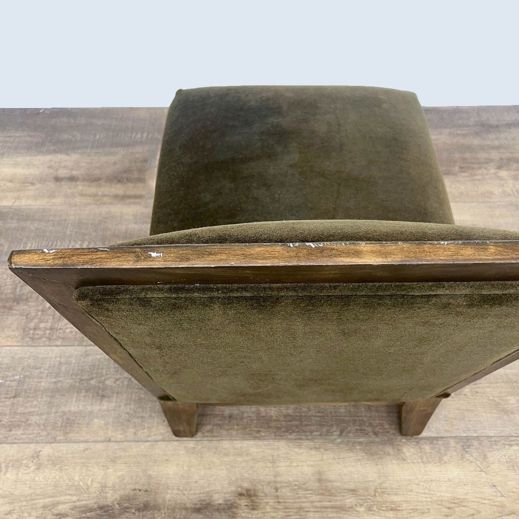 Transitional Wood and Velvet Slipper Chair