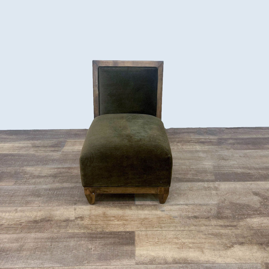Transitional Wood and Velvet Slipper Chair