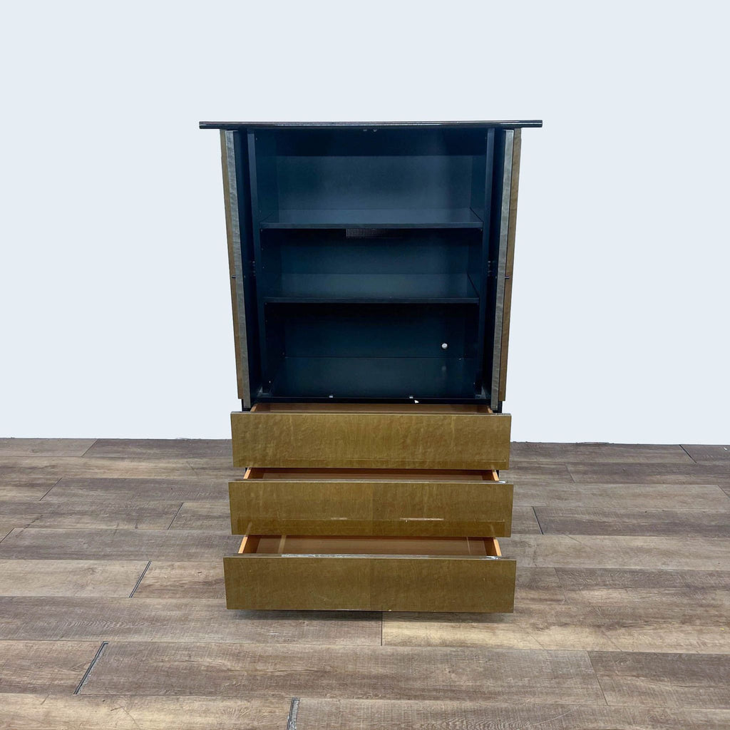 Art Deco Burl Wood Cabinet with Drawers