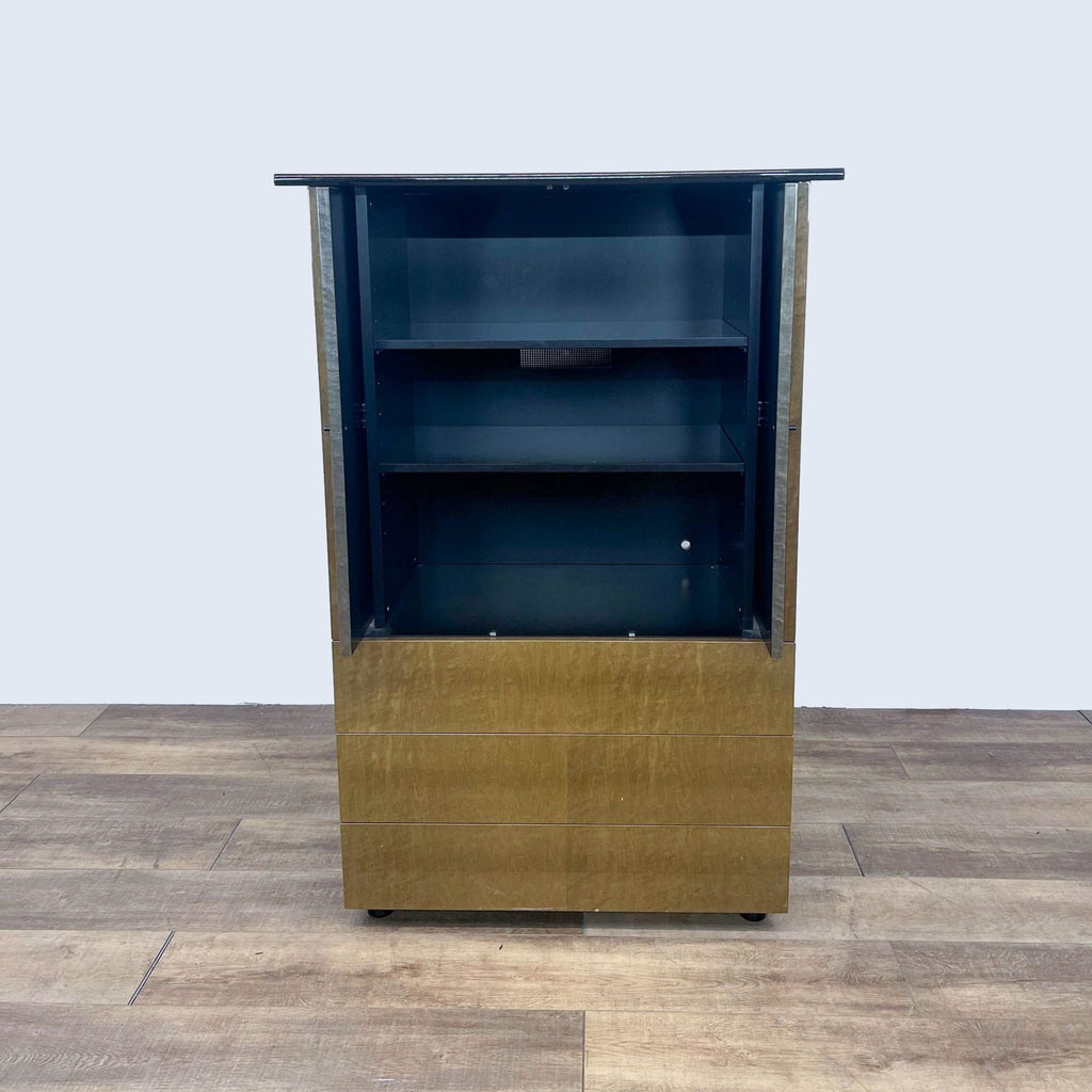 Art Deco Burl Wood Cabinet with Drawers