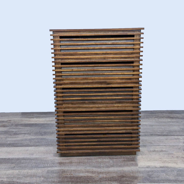 A modern high chest with a Scandinavian-inspired slatted design by Zuo Modern.