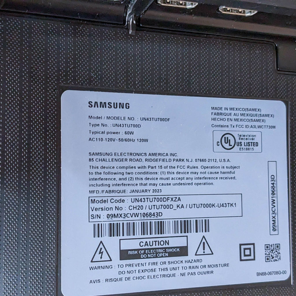 Samsung TV UN43TU700DF