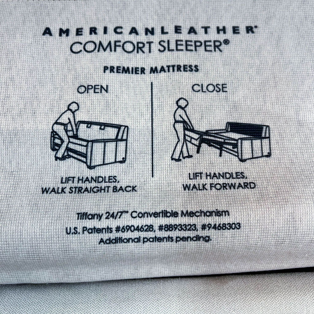 Instructions for opening and closing American Leather sleeper sofa.