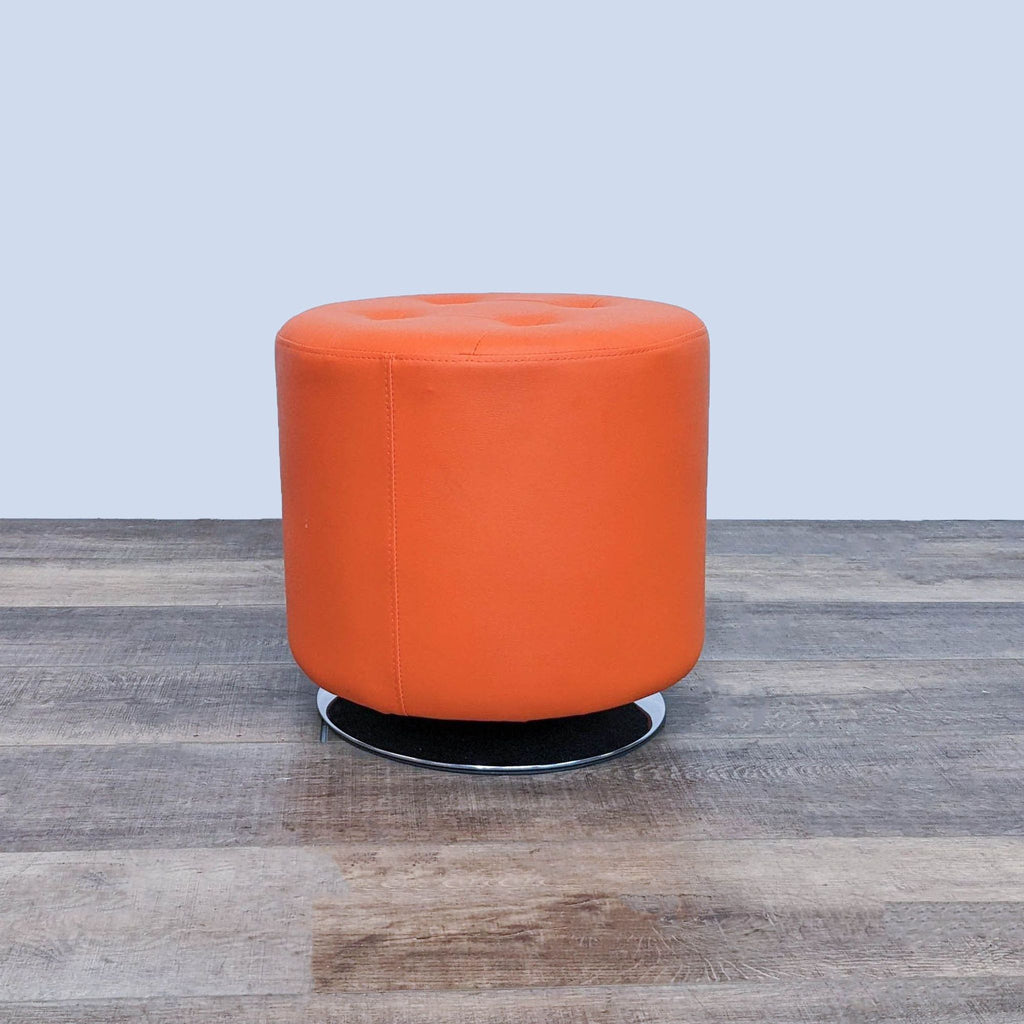 Orange tufted ottoman on chrome base, from Sunpan, in the Stools, Ottomans & Benches category.