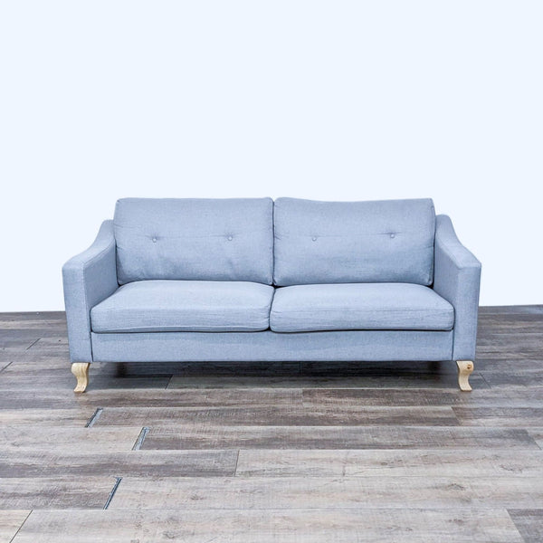 Gray fabric sofa with narrow arms and cabriolet feet, 3-seater by Reperch.