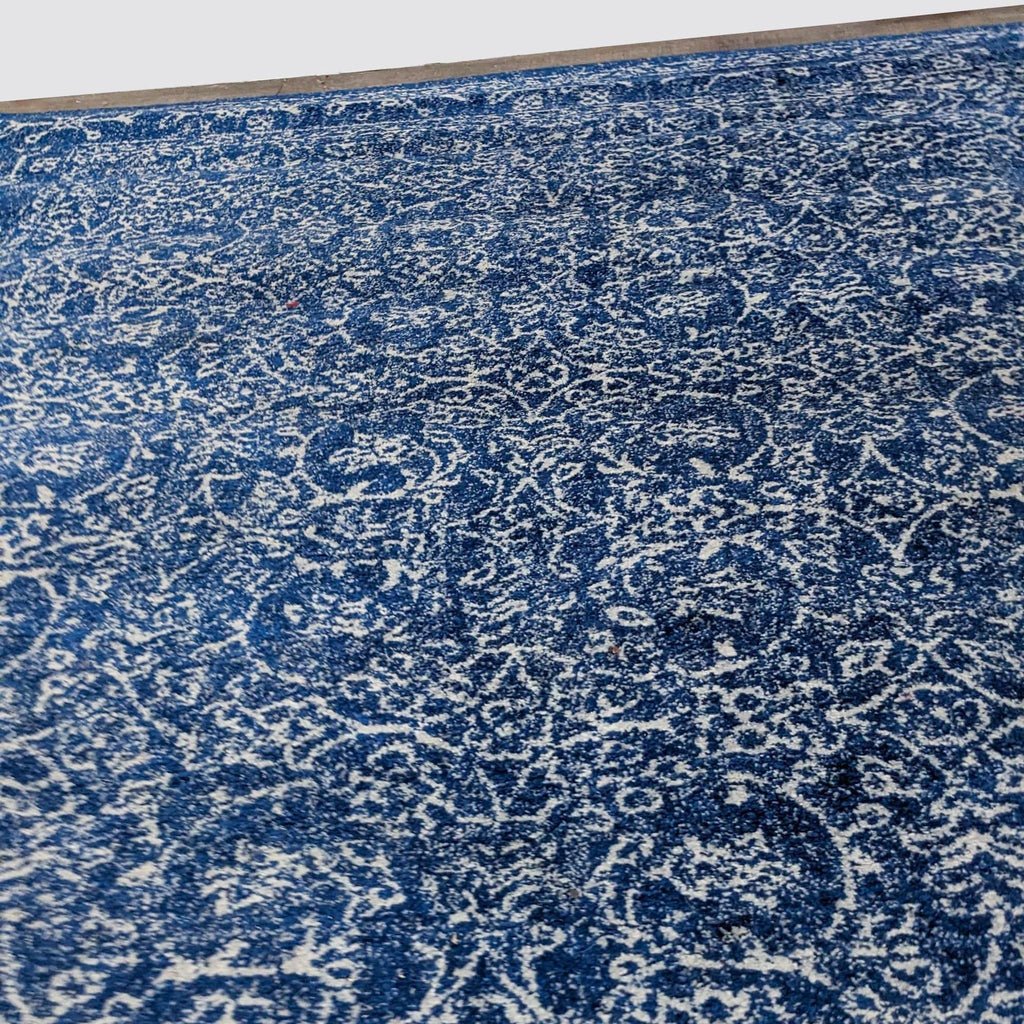 Detailed view of nuLOOM's transitional dark blue patterned area rug.