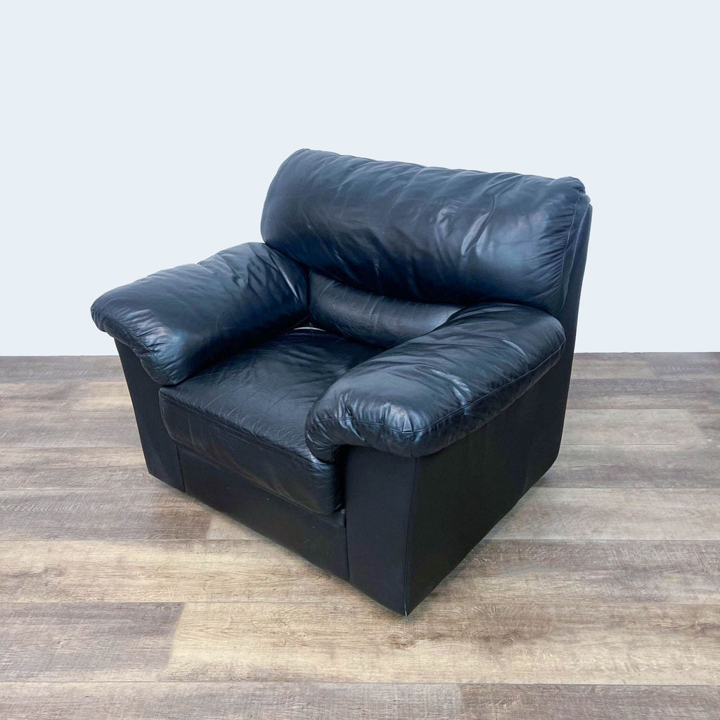 Plush Black Leather Armchair