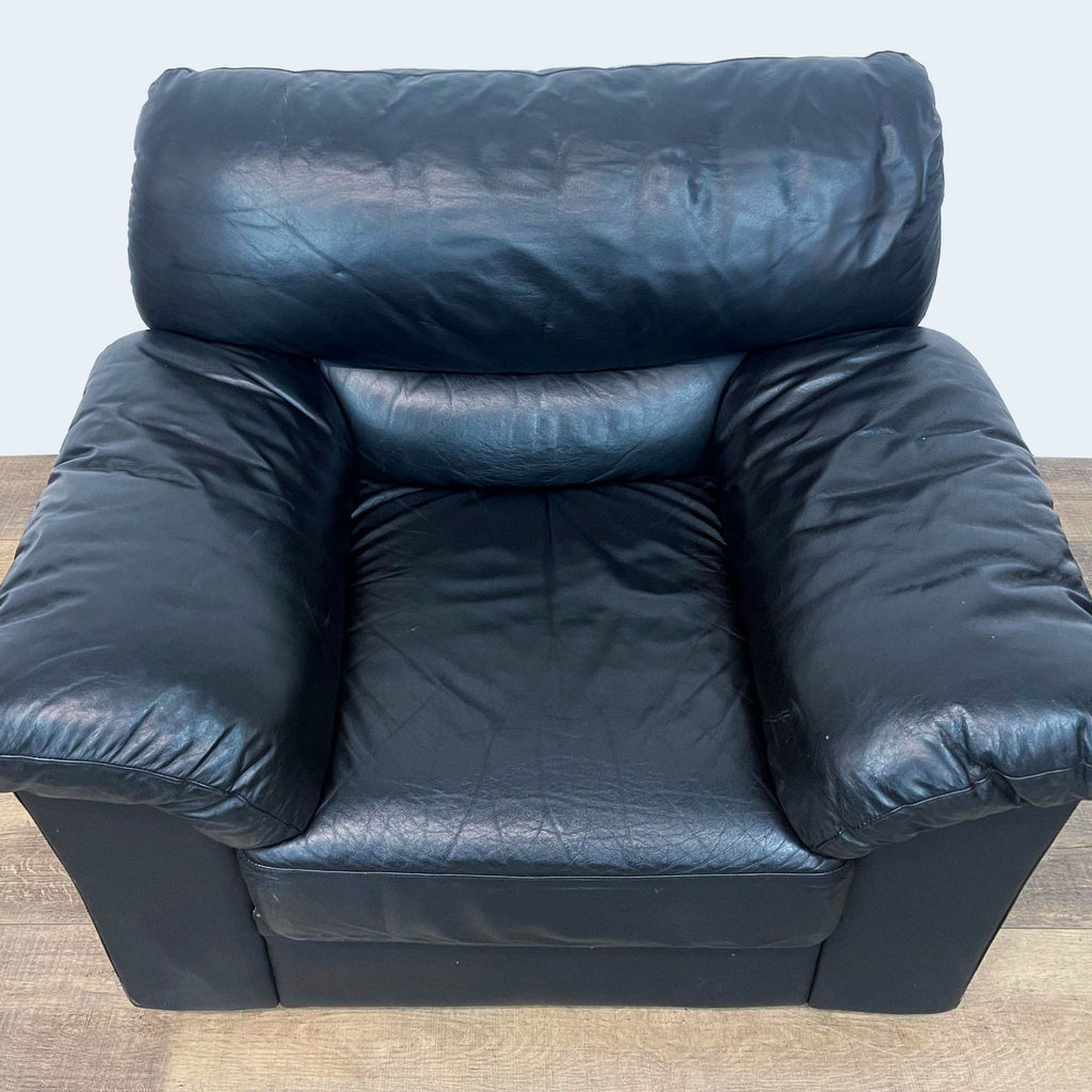 Plush Black Leather Armchair