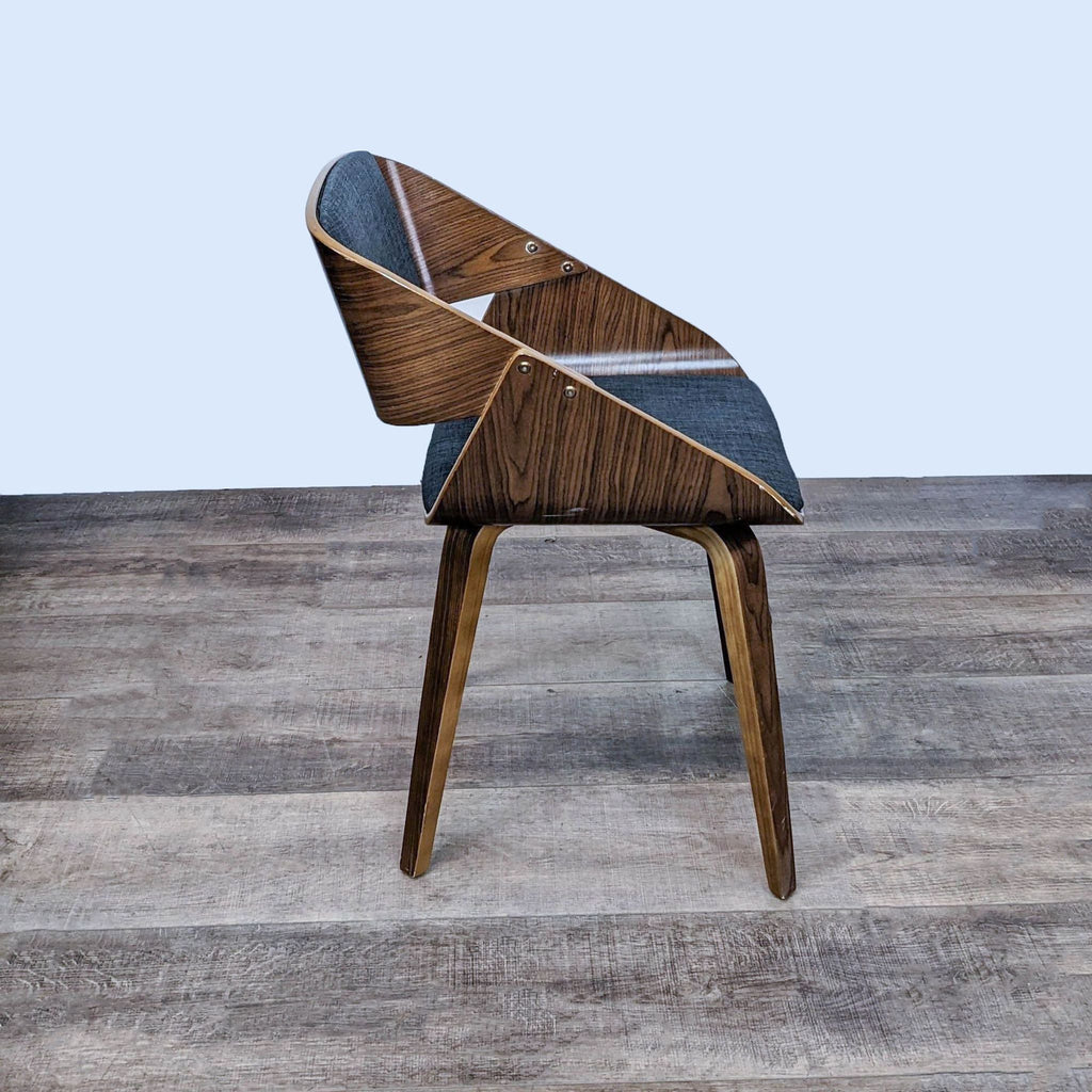 Side view of the Armen Living Ivy chair showing wooden frame and sleek upholstered design.