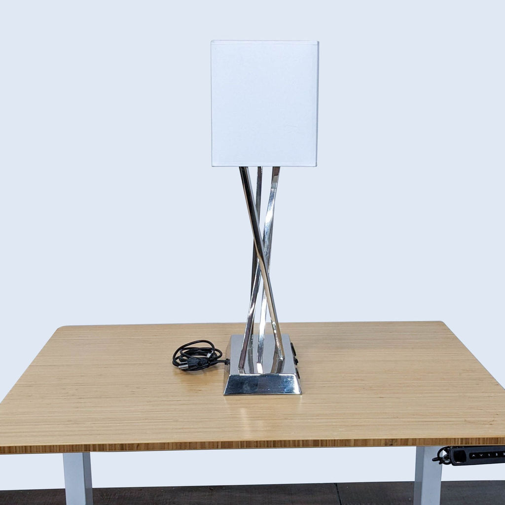 Side view of Reperch lamp with power and USB features.
