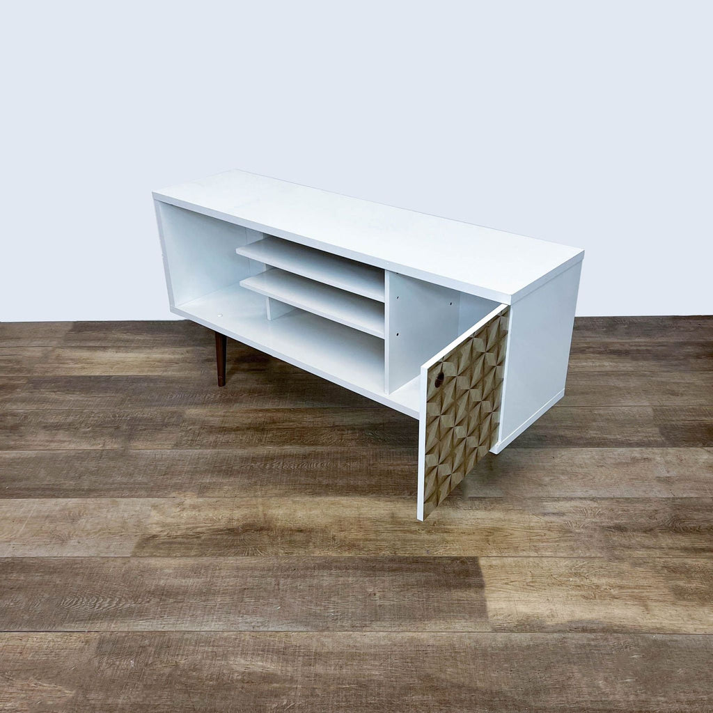 White Media Console with Cabinet Door