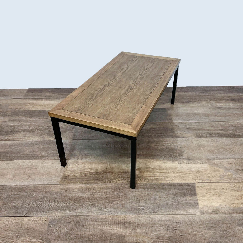 Wood Top Coffee Table with Metal Base