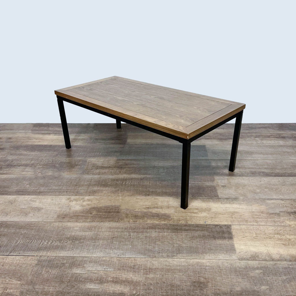 Wood Top Coffee Table with Metal Base