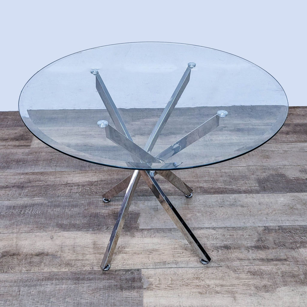 MODERN SCULPTURAL GLASS TOP DINING TABLE