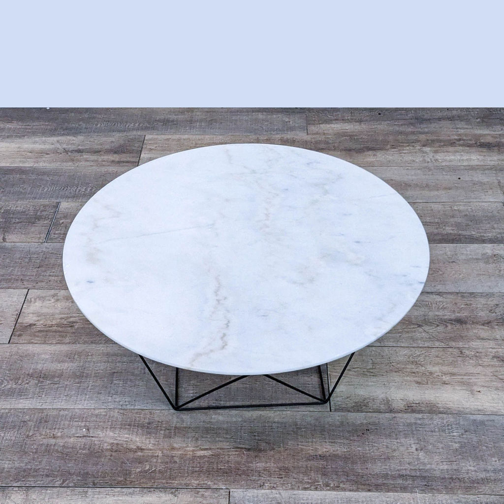 Stone Top Coffee Table with Metal Geometric Base
