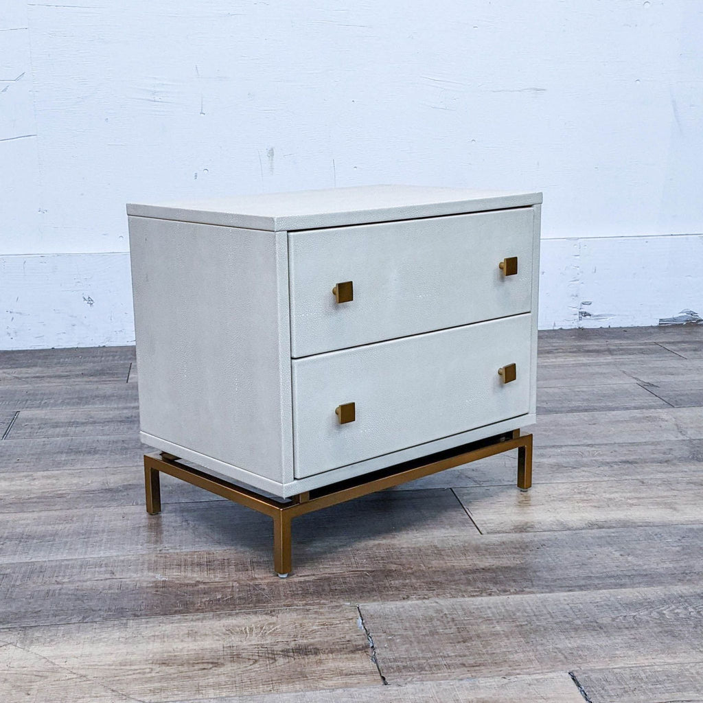 CB2 Two Drawer Ivory Shagreen Nightstand