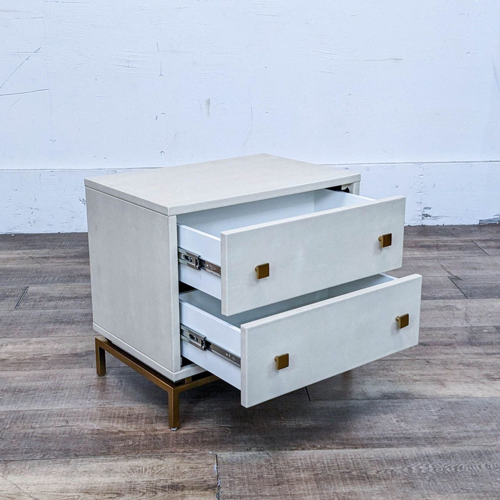 CB2 Two Drawer Ivory Shagreen Nightstand