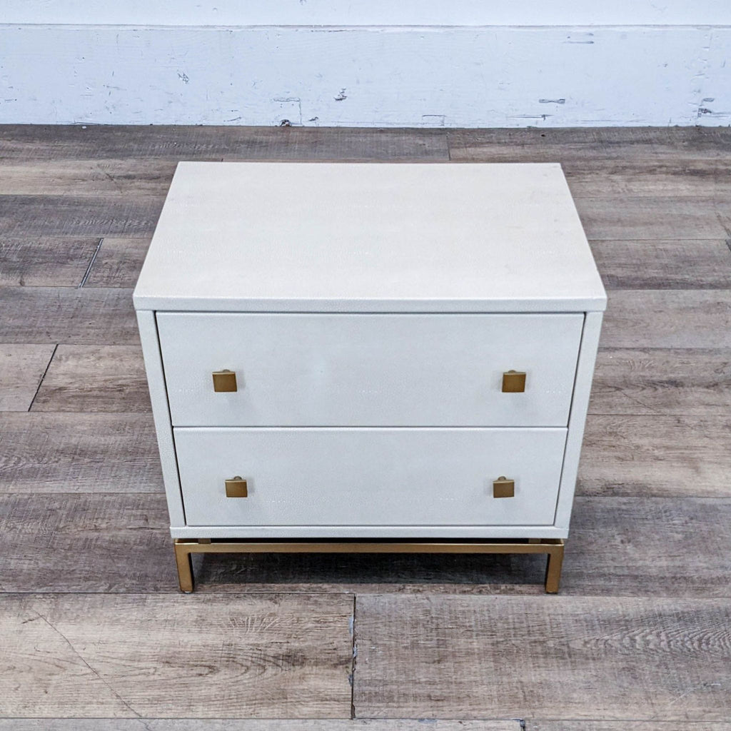 CB2 Two Drawer Ivory Shagreen Nightstand