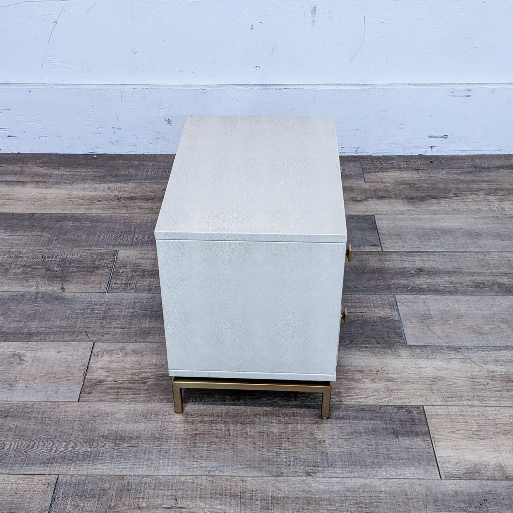 CB2 Two Drawer Ivory Shagreen Nightstand