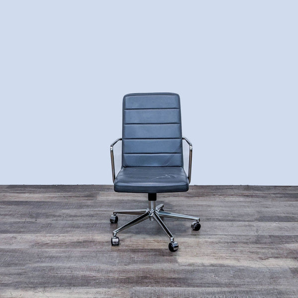 Front view of the Finesse Mid Back Office Chair with ribbed vinyl and chrome armrests.