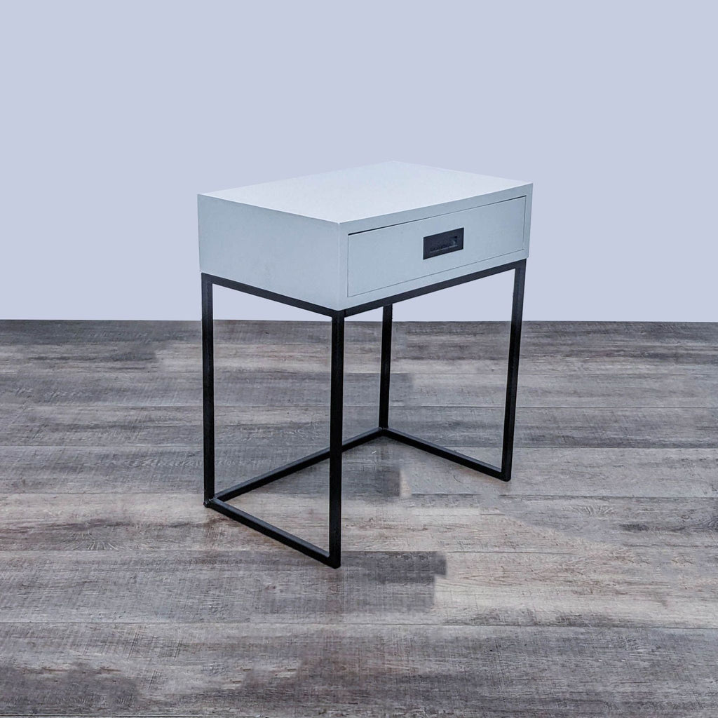 One Drawer Nightstand on Metal Base