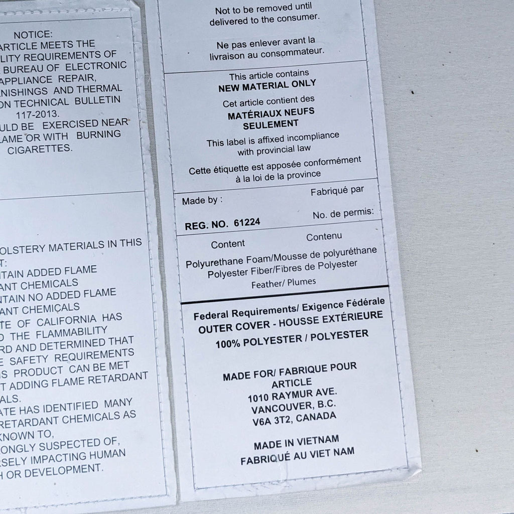 a pair of paper labels