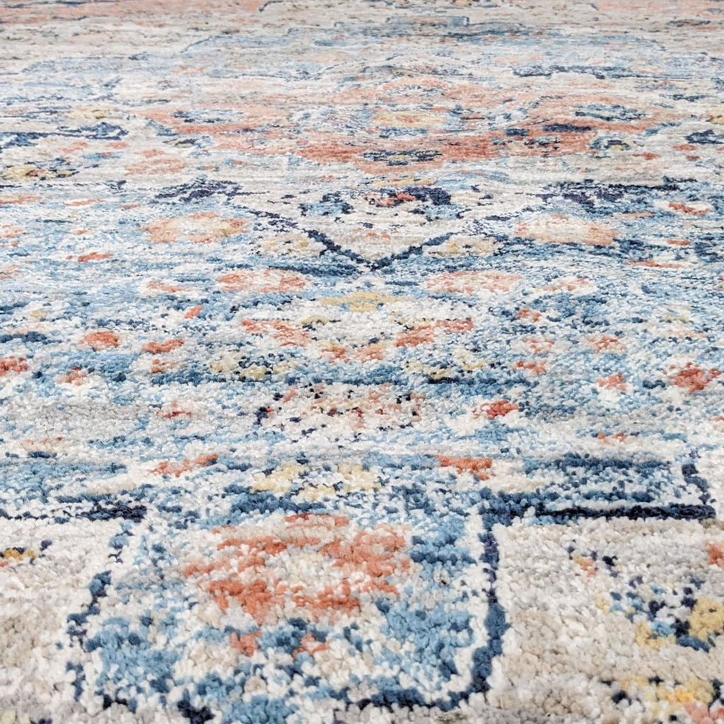 Close-up of the NuLoom Celeste rug's detailed stonewashed texture and pattern.