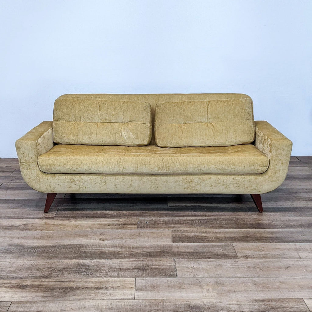 Front view of a beige chenille sofa with tufted cushions, part of Reperch's 3-seat collection.
