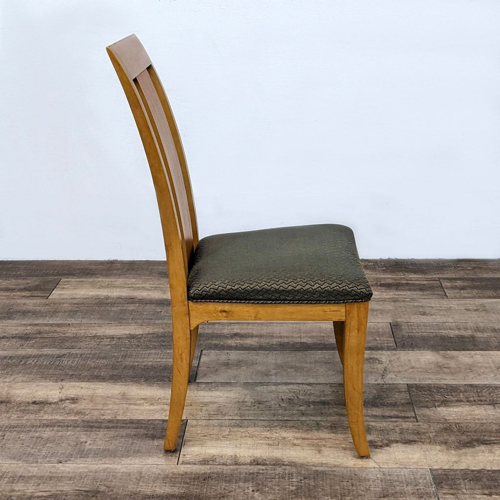 Contemporary side chair by Ethan Allen featuring a wooden frame and upholstered seat.  