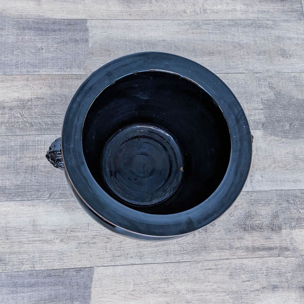 Black Ceramic Fish Bowl on Stand