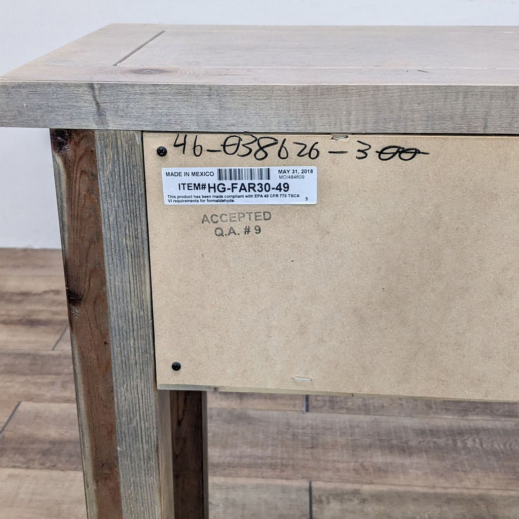 Rustic Four Drawer Console Table with Shelf