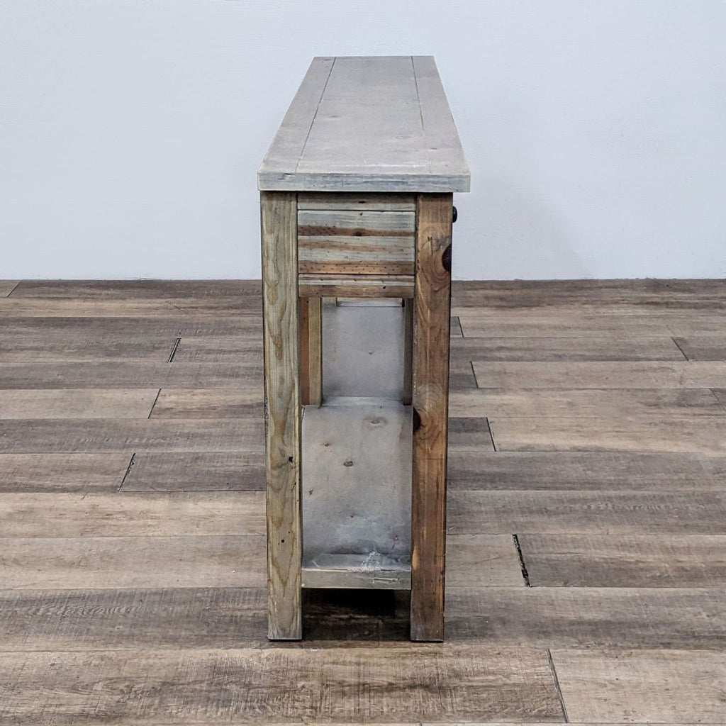 Rustic Four Drawer Console Table with Shelf