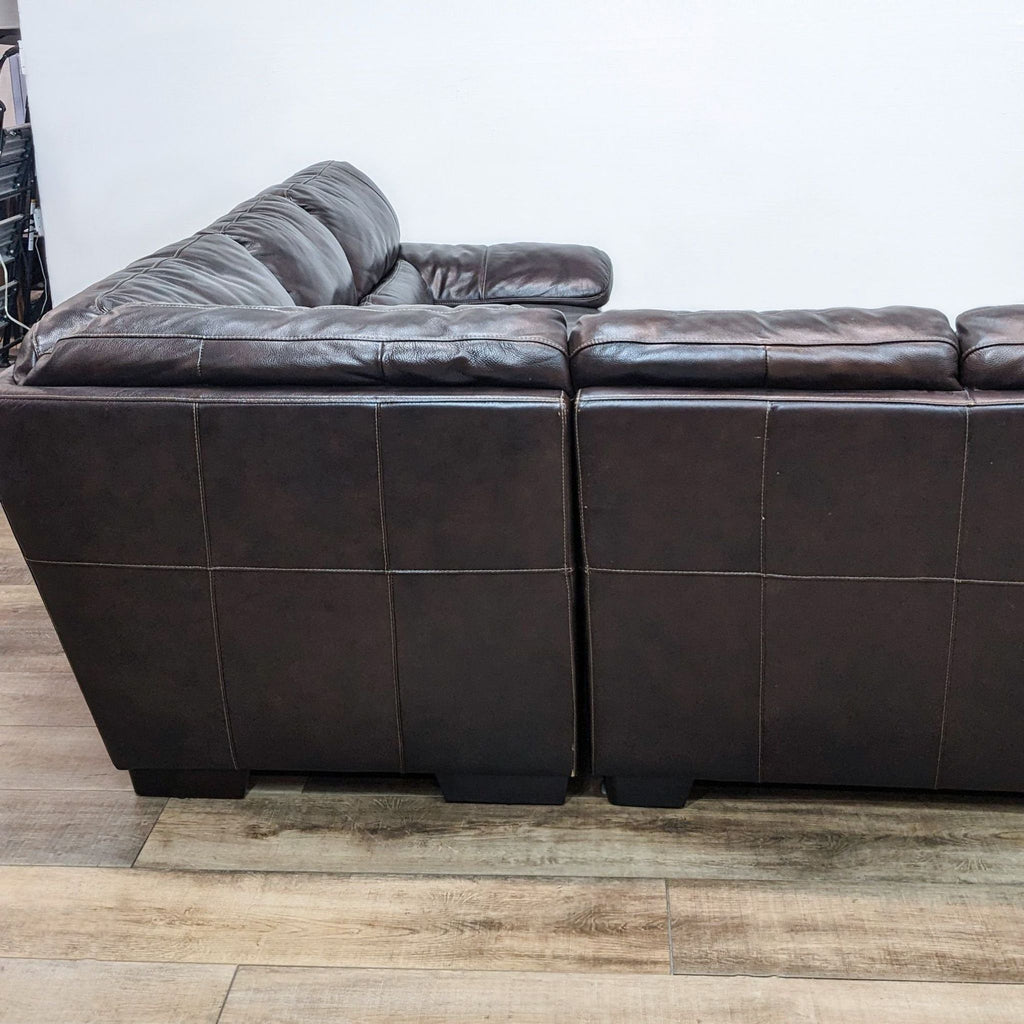 Brown Leather L Shape Sectional