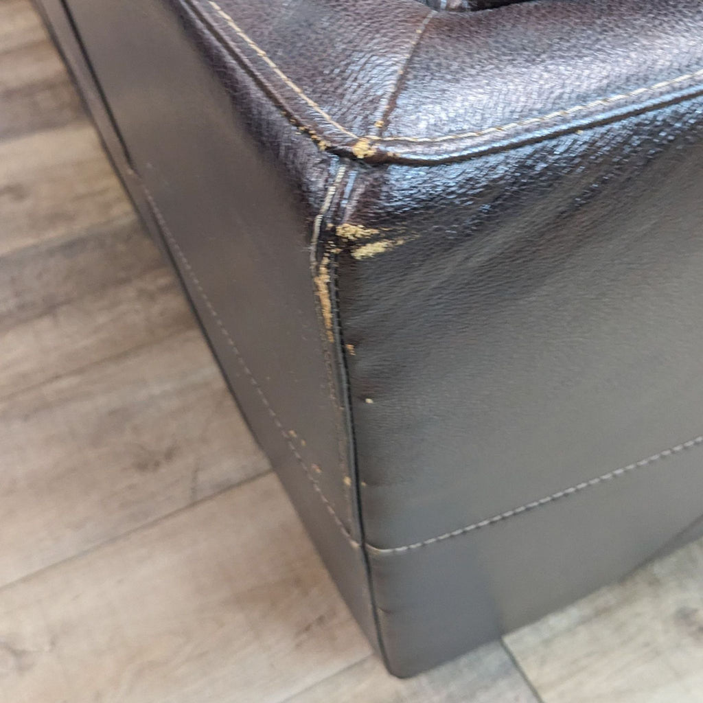 Brown Leather L Shape Sectional