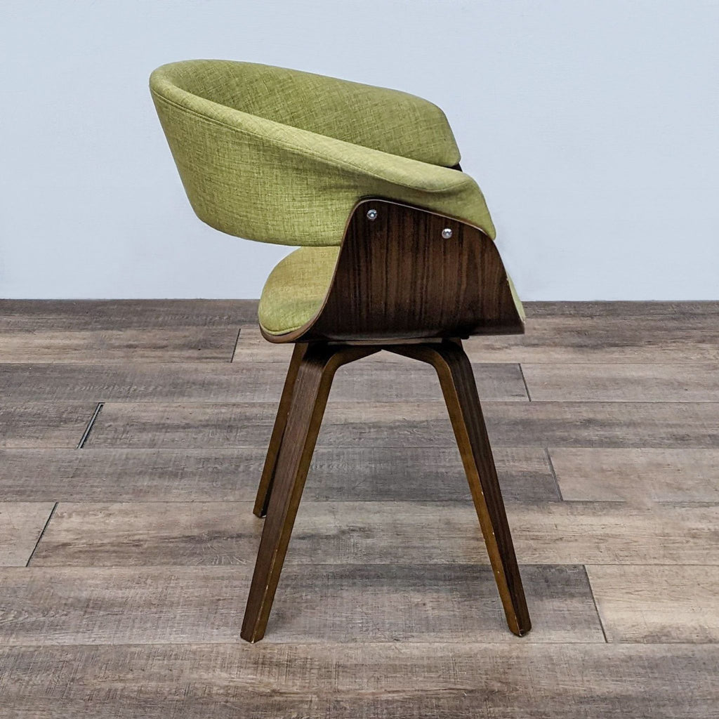 Side view of Lumisource Vintage Mod chair highlighting its unique bent wood shape.