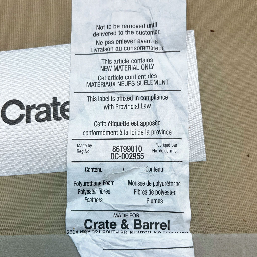 Crate & Barrel Ivory Fabric Compact Sofa