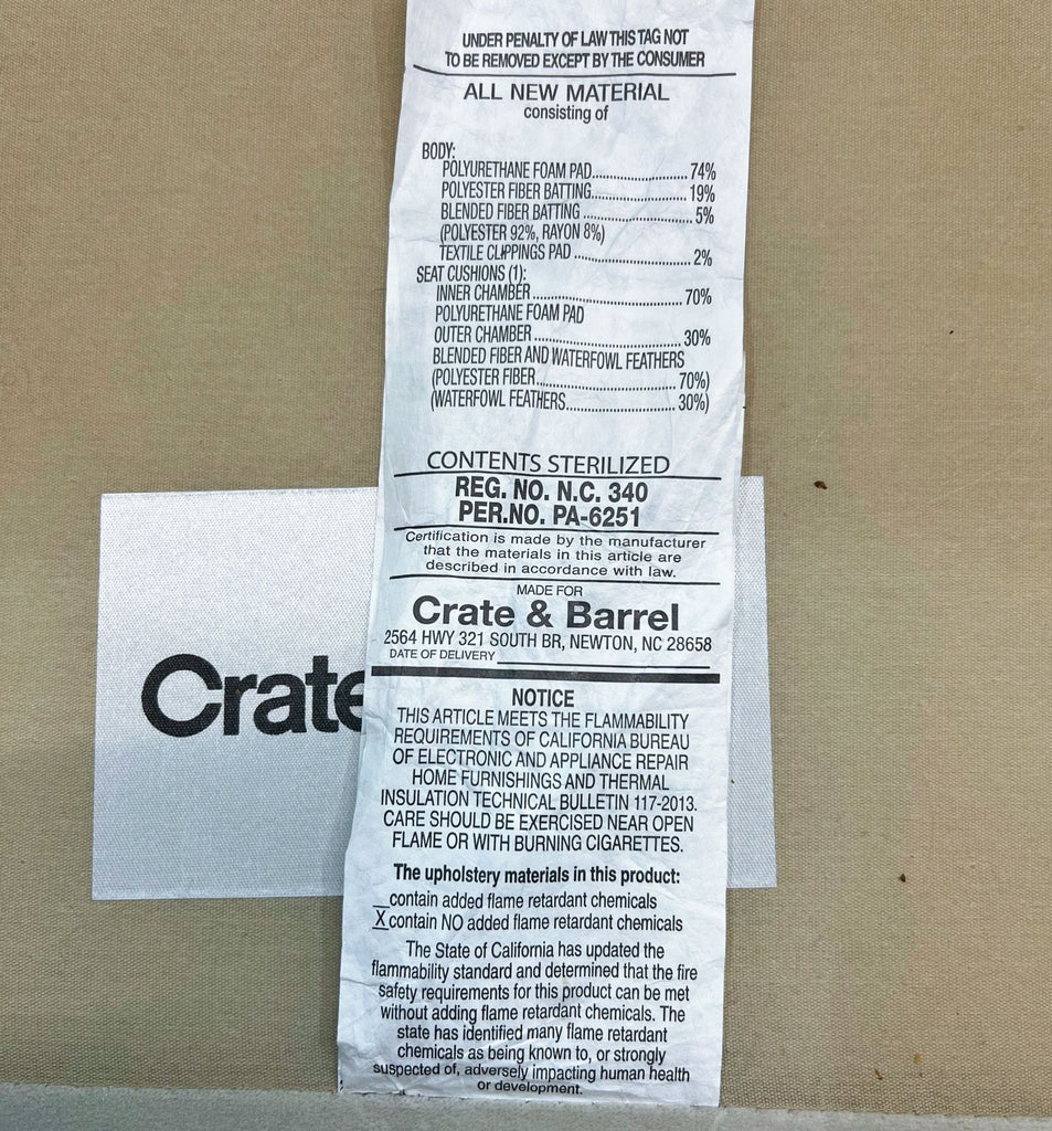 Crate & Barrel Ivory Fabric Compact Sofa