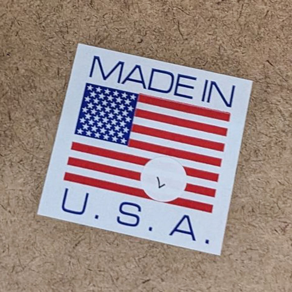 "Made in USA" label with American flag on the back.