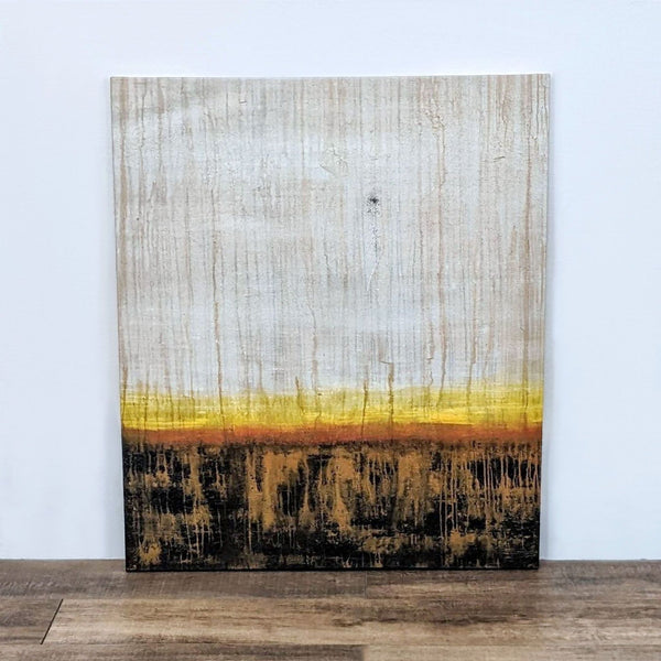 Abstract canvas art with earthy tones and gradient textures.