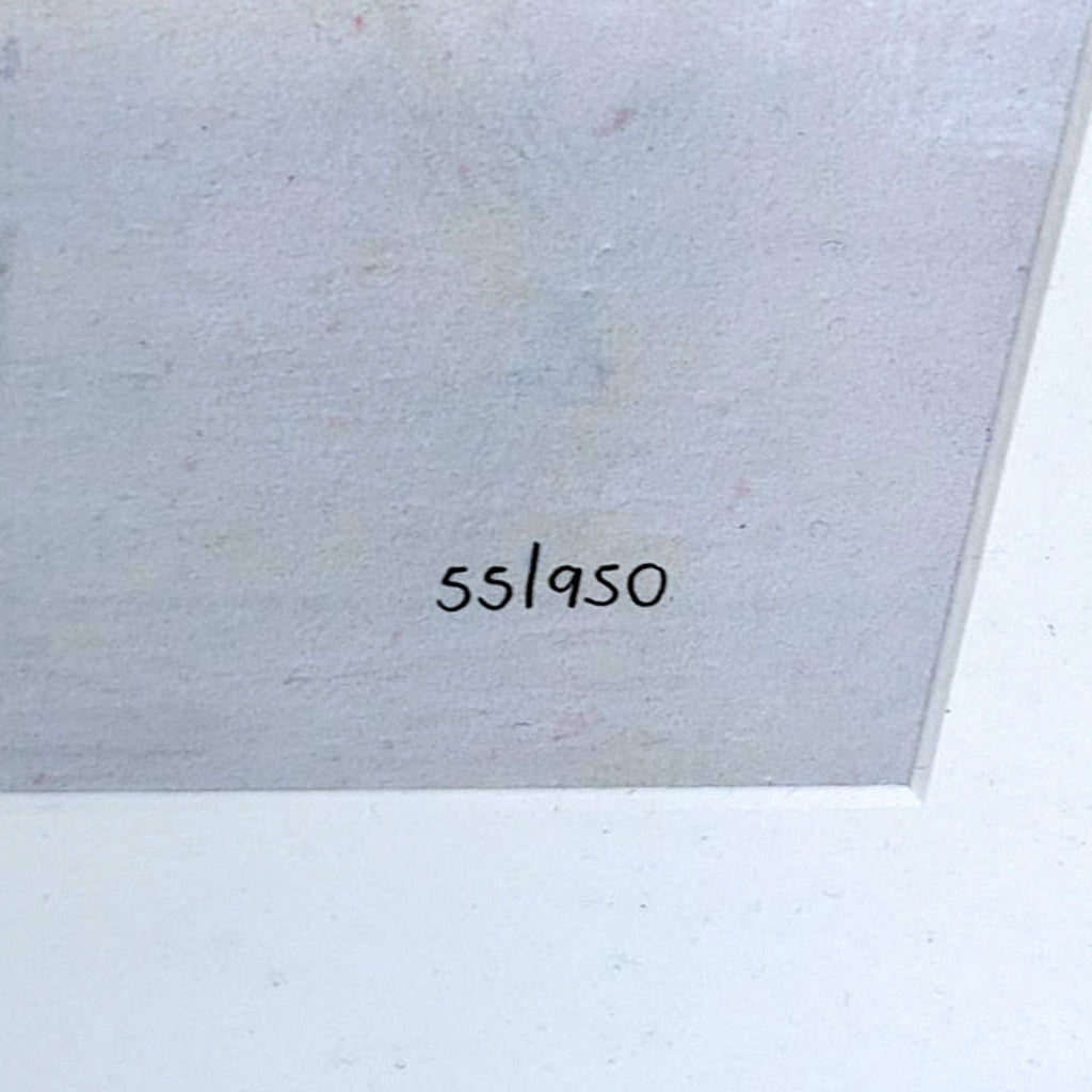 Close-up of the art print showing edition number 55/950 on a light background.