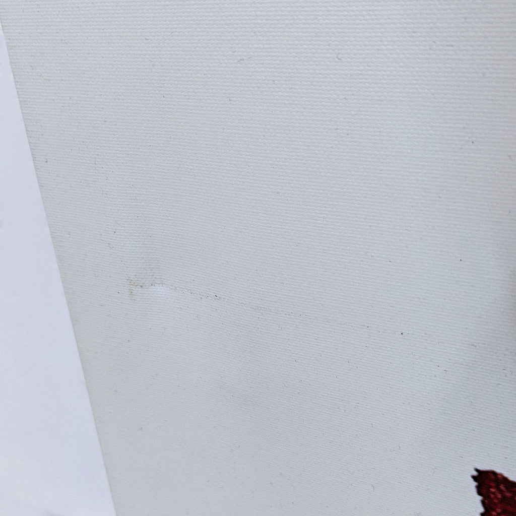 Detailed view of canvas edge with minor marks and imperfections.