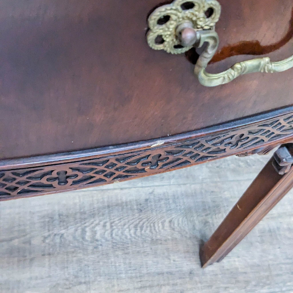 Vintage Wood Sideboard with Fretwork Trim
